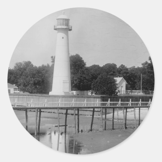 Biloxi vuurtoren foto ronde sticker (Voorkant)