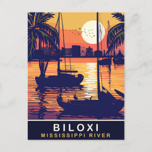 Biloxi, zonsondergang over de Mississippi rivier, Briefkaart