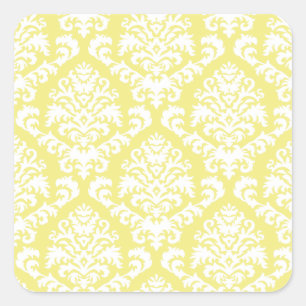BILTMORE DAMASK IN WIT OP GEEL VIERKANTE STICKER