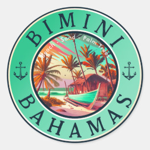 Bimini Bahama's anker Vist Reis  boot Ronde Sticker