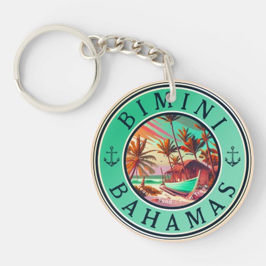 Bimini Bahama's anker Vist Reis  boot Sleutelhanger (Voorkant)