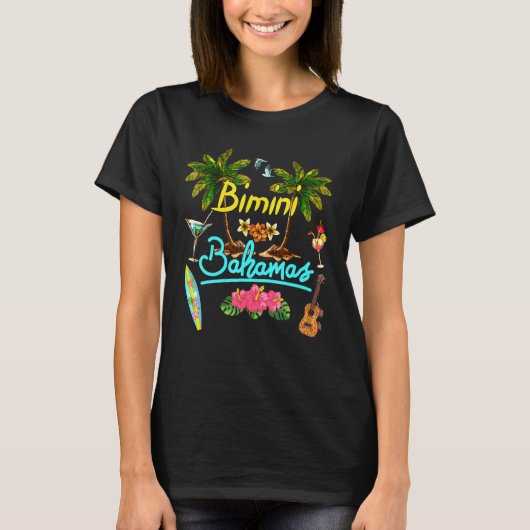 Bimini Bahamas Beach Summer Palm Surf Sun Set Palm T-shirt (Voorkant)
