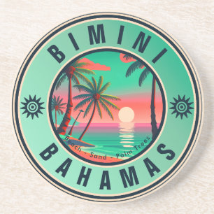 Bimini Bahamas Retro Sunset Travel Souvenir jaren  Zandsteen Onderzetter