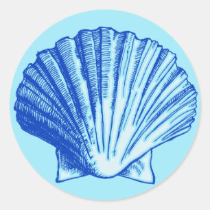 Bimini Blue Zee Shell Ronde Sticker