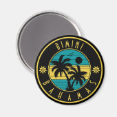 Bimini Island Bahama's Retro Palm Tree Souvenirs Magneet (Voorkant / Achterkant)