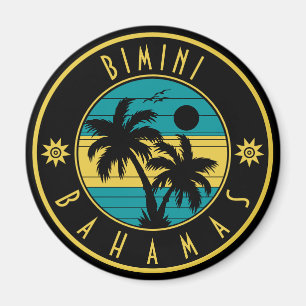 Bimini Island Bahama's Retro Palm Tree Souvenirs Magneet