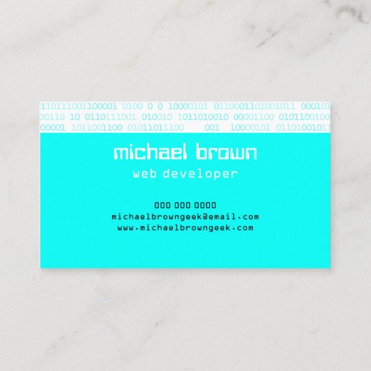 Binair nummer van de Web Artificial Intelligence C Visitekaartje (Achterkant)