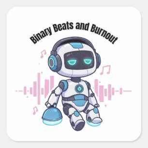 Binaire Beats en Burnout Vierkante Sticker