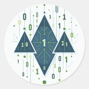 Binaire code geometrisch patroon voor programmeurs ronde sticker