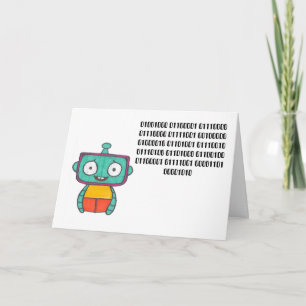 Binaire Code Happy Birthday Card - Robot Kaart
