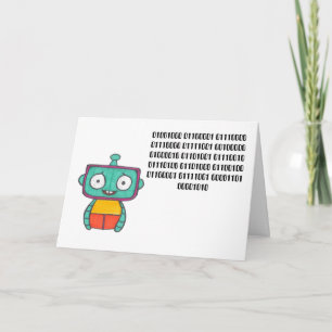 Binaire Code Happy Birthday Card - Robot Kaart