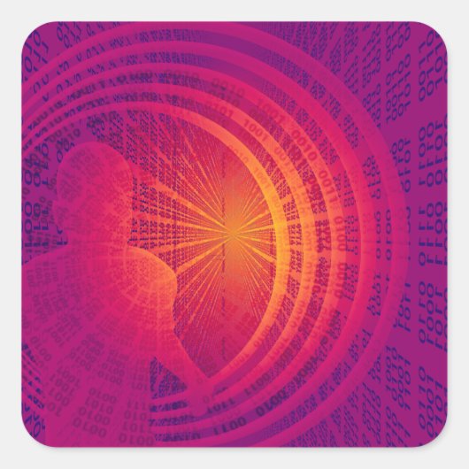 Binaire Code Hi-Tech Abstract Design Vierkante Sticker (Voorkant)