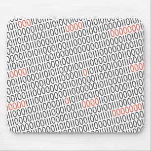 Binaire Code Patroon Zwart Rood op elke kleur Muismat