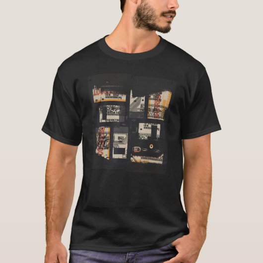 Binaire Code Retro Computer Glitch Geek Programmer T-shirt (Voorkant)