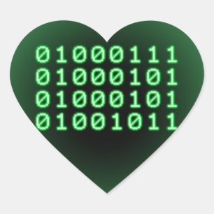 Binaire code voor GEEK Hart Sticker