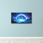 Binaire code wereld canvas afdruk (Insitu (Houten vloer))