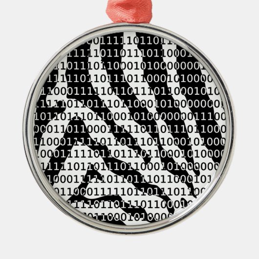 Binaire code zwart-wit Zebra Metalen Ornament (Voorkant)