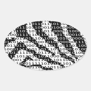 Binaire code zwart-wit Zebra Ovale Sticker