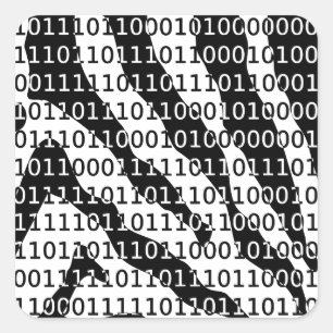 Binaire code zwart-wit Zebra Vierkante Sticker