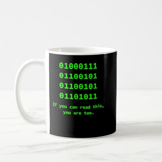 Binaire codeprogramma's, software engineer koffiemok (Links)