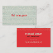 Binaire Codes voor geek Web Developer Computer Sci Visitekaartje (Voorkant / Achterkant)