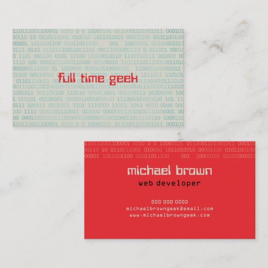 Binaire Codes voor geek Web Developer Computer Sci Visitekaartje (Voorkant / Achterkant)