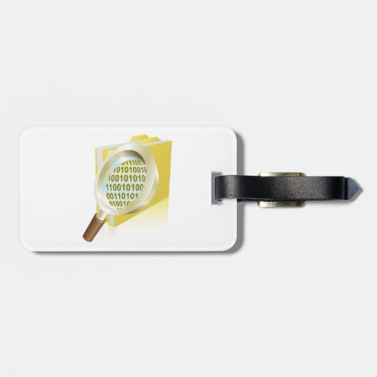 Binaire Data Vergrootglas Digitaal Bestand Zoeken Bagagelabel (Achterkant horizontaal)