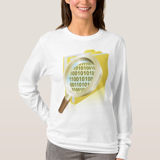 Binaire Data Vergrootglas Digitaal Bestand Zoeken T-shirt (Voorkant)