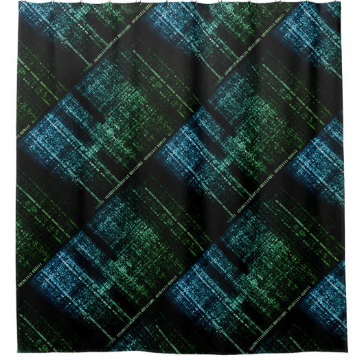 Binaire gelukzaligheid: Retro Tech Douchegordijn (Voorkant)