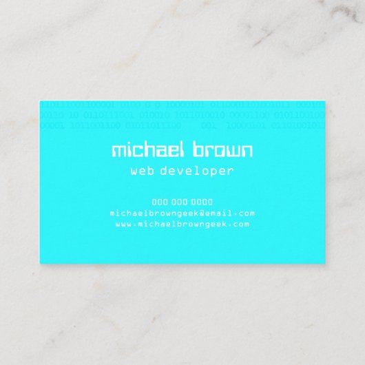 Binaire getallen van het Web AI van de Kunstmatige Visitekaartje (Achterkant)