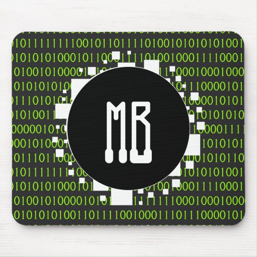 Binaire Matrix White Green Digital Portal 1s 0s Muismat (Voorkant)
