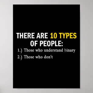 Binaire types van mensen Programmeur Nerd Boys &am Poster