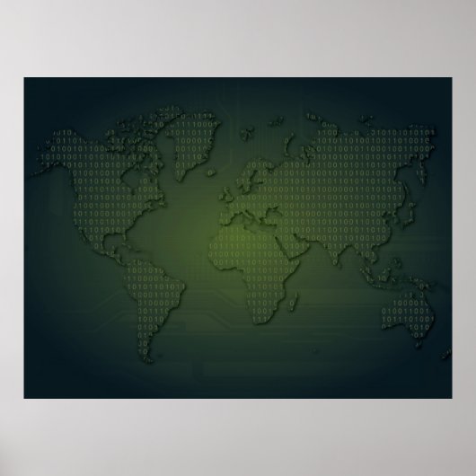 Binaire Wereldkaart XLarge Poster van de Wereld (Voorkant)