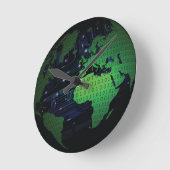 Binaire World Earth Wereldbol Wall Clock Ronde Klok (Hoek)