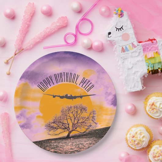 Binaire Zonnesettekst vliegtuigstructuur Papieren Bordje (Feest)