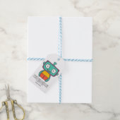 Binary Code Happy Birthday Label - Robot Cadeaulabel (Met Touw)