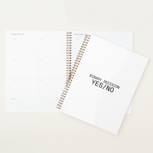 Binary Decision Yes No 2026 Minimalist Daily Plann (Devant avec enveloppe)