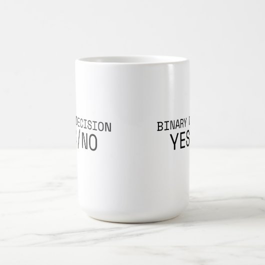 Binary Decision Yes No Minimalist Large Coffee Mug (Centre)