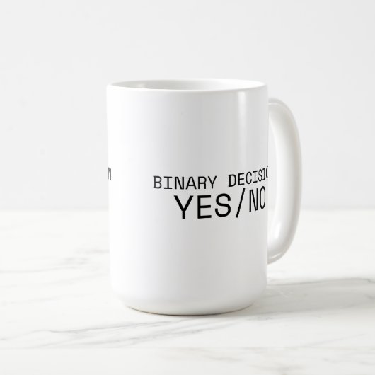 Binary Decision Yes No Minimalist Large Coffee Mug (Devant droit)
