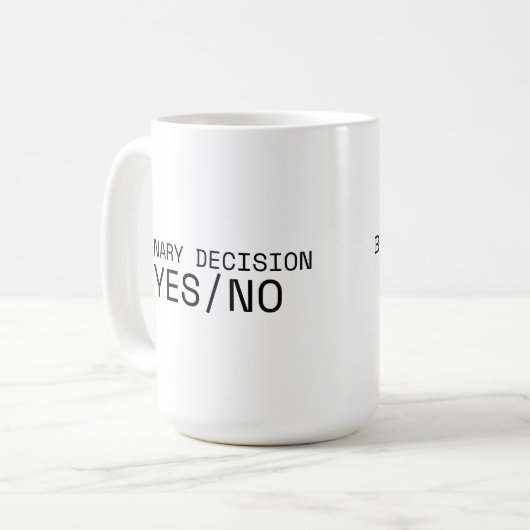 Binary Decision Yes No Minimalist Large Coffee Mug (Devant gauche)