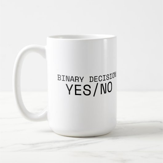Binary Decision Yes No Minimalist Large Coffee Mug (Gauche)