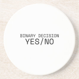 Binary Decision Yes No Minimalist Typewriter Zandsteen Onderzetter