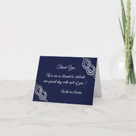 Bind De Knoop Nautisch Touw Wit & Navy Wedding Bedankkaart
