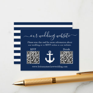 Bindblauw Anchor 2 QR RSVP - Gegevens gestreept Informatiekaartje