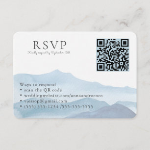 Bindblauwe Waterverf RSVP Online QR-code Informatiekaartje