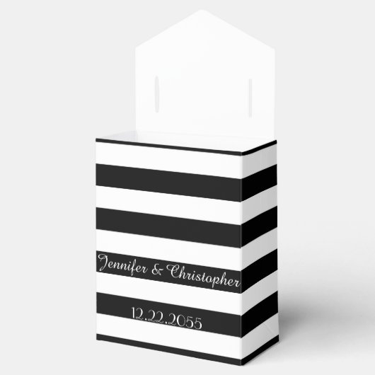 Bindbox, zwarte en witte strepen bedankdoosjes (Geopend)