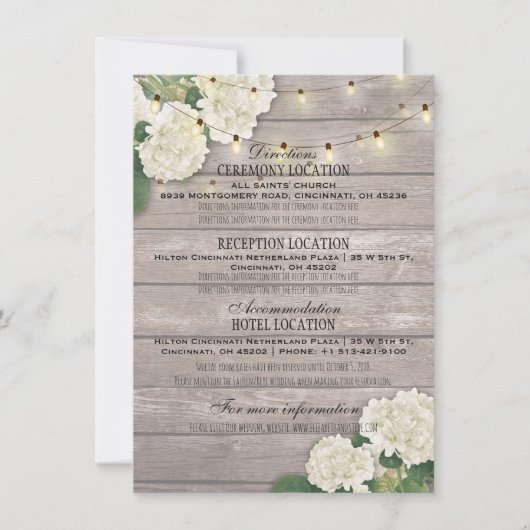 Binddetails hydrangea Flower String Light wood Kaart (Voorkant)