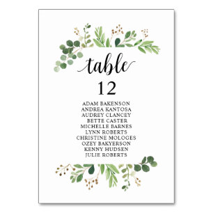 Binddiner, Greenery Guests Seating Chart Tab Kaart