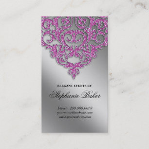 Bindemmer Damask Silver Sparkle Pink V Visitekaartje