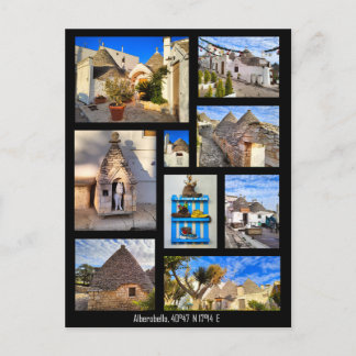 Bindend Alberobello, collage Briefkaart